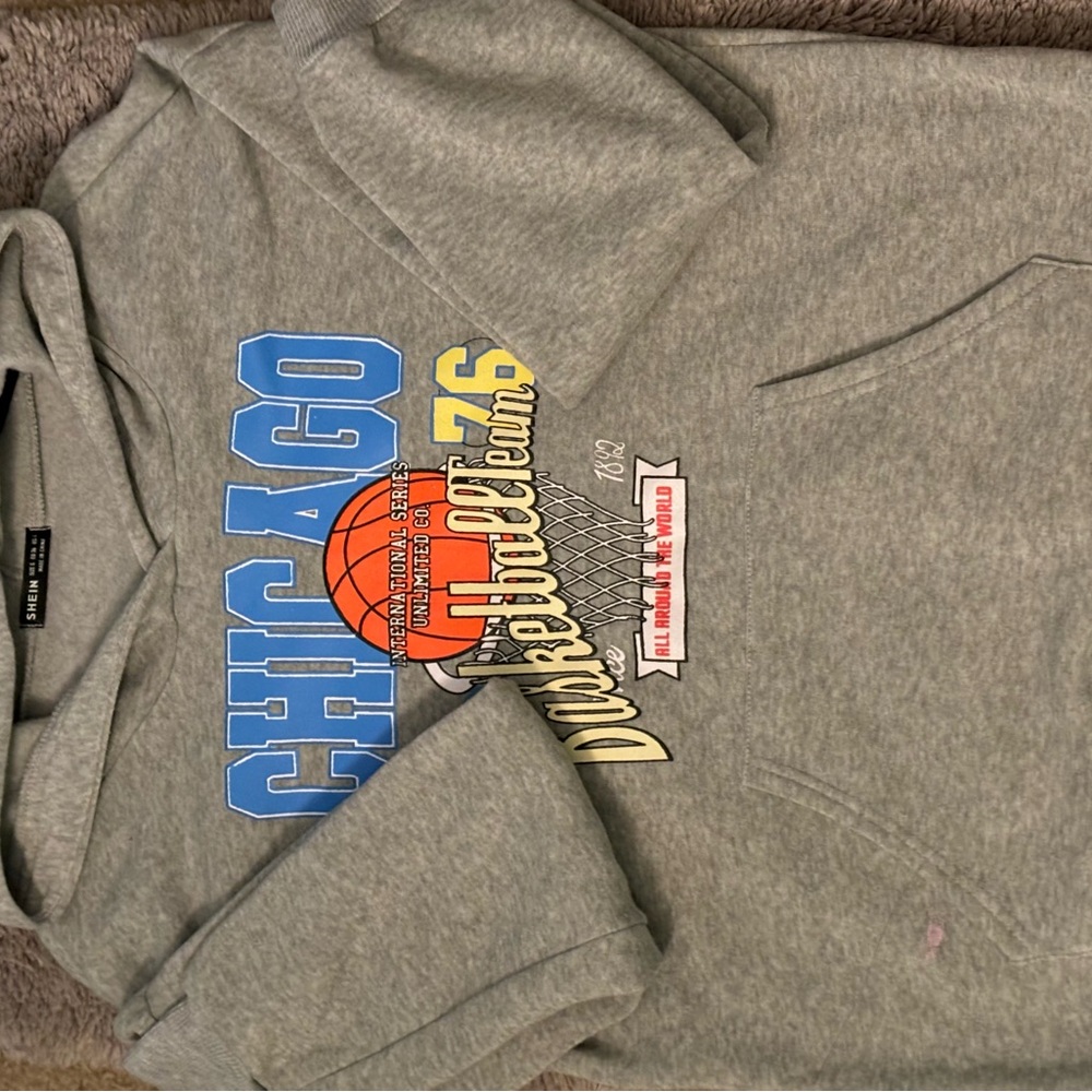 SHEIN Gray Chicago Graphic Hoodie